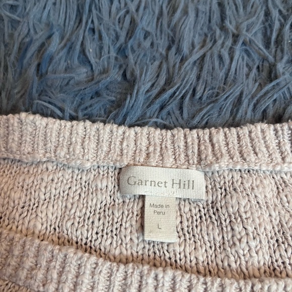 Garnet Hill Oatmeal Beige Organic Cotton Wayfarer Sweater Size L - Picture 3 of 6